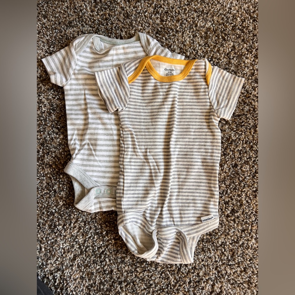 Gerber Striped Short Sleeved Bodysuits